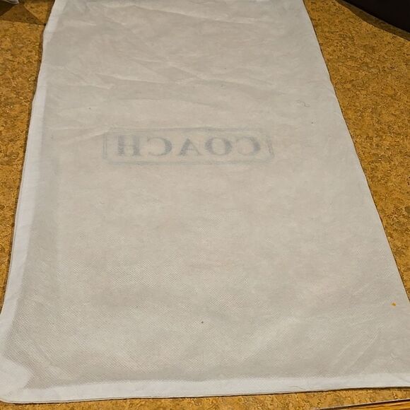 Coach White solid black letter Dust Bag storage purse cover 13.5" by 22" long - Picture 5 of 13